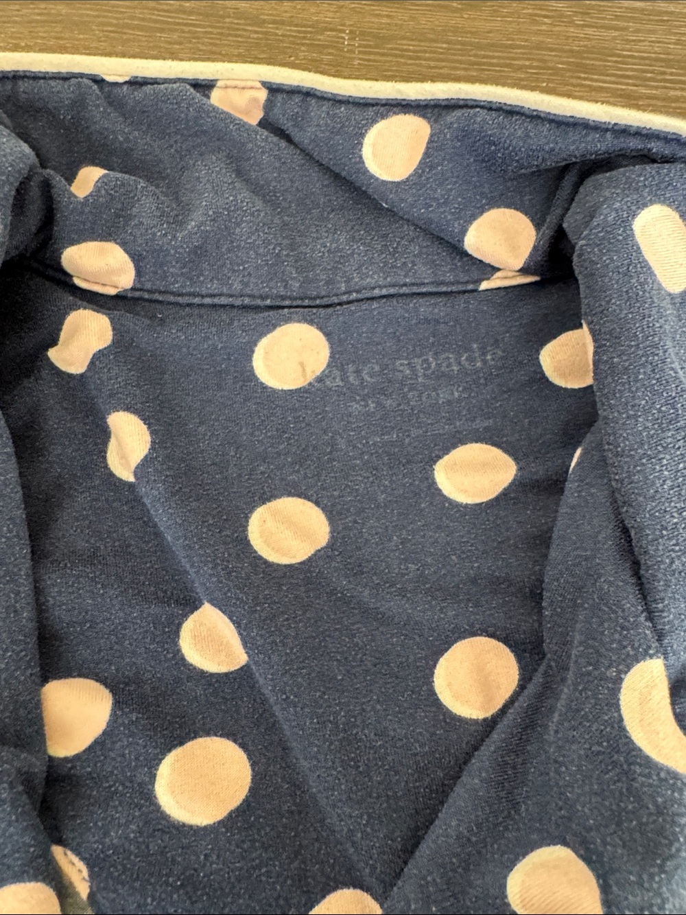 Kate Spade Pajama Set Small | Navy Polka Dot Button Down Sleepwear Lounge Set - Picture 3 of 6